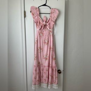 Love Shack Fancy Emeka Dress in Berry Picnic